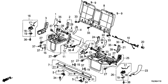 2017 Honda Ridgeline Rear Seat Components Diagram