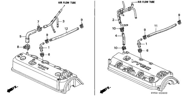 1994 Honda Accord 5 Door LX (ABS) KA 5MT Breather Tube Diagram