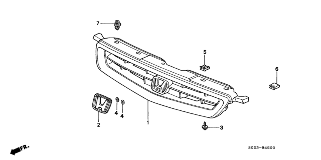 1996 Honda Civic Front Grille Diagram 1