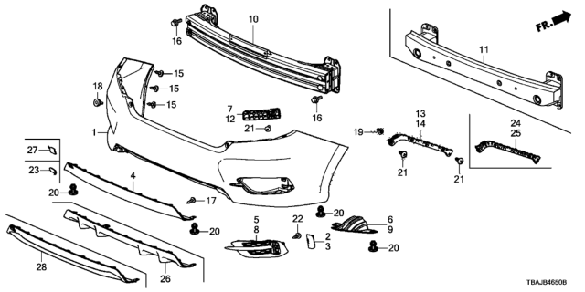 2019 Honda Civic GARNISH, RR. BUMPER (LOWER) Diagram for 71502-TBA-A60