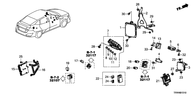 2020 Honda Clarity Plug-In Hybrid Box Assembly, Fuse Diagram for 38200-TRW-A01