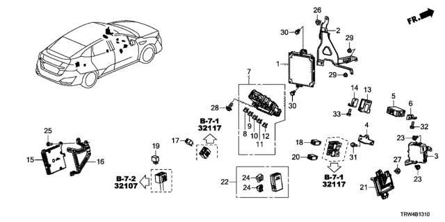 2018 Honda Clarity Plug-In Hybrid Control Unit (Cabin) Diagram 1