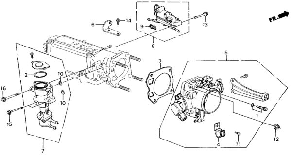 1989 Honda Accord 2 Door SEI KA 5MT Throttle Body (PGM-FI) Diagram
