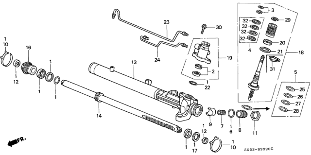 1998 Honda Civic 3 Door CX KA 4AT P.S. Gear Box Components Diagram