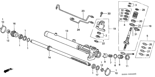 2000 Honda Civic P.S. Gear Box Components Diagram