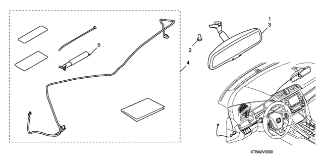 2020 Honda Civic 5 Door LX (HONDA SENSING) KA CVT Automatic Dimming Mirror Diagram
