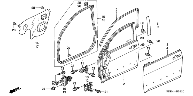 2005 Honda Accord Hybrid Sub-Seal, R. FR. Door Diagram for 72325-SDA-A02