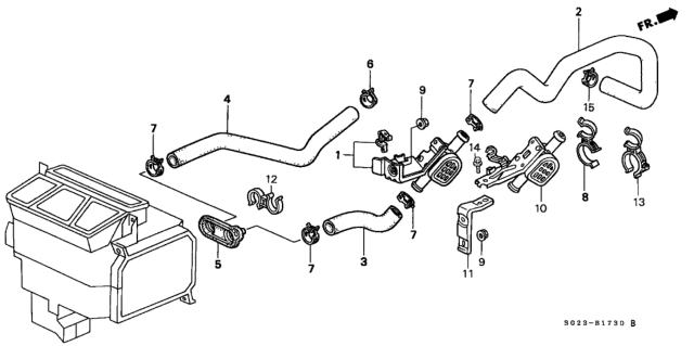1997 Honda Civic Valve Assembly, Water Diagram for 79710-S02-A01