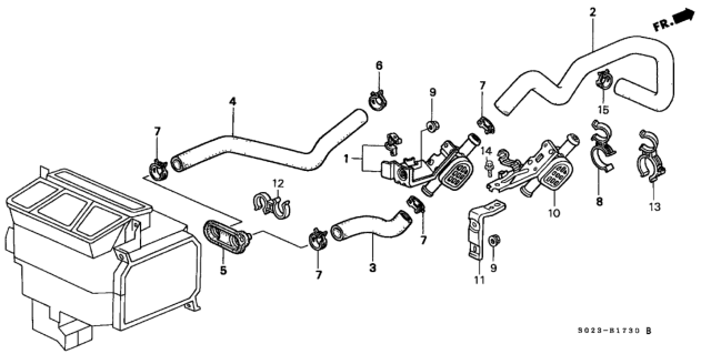 1997 Honda Civic Hose A, Water Inlet Diagram for 79721-S04-000