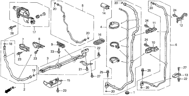 1997 Honda Odyssey A/C Rear Pipes Diagram