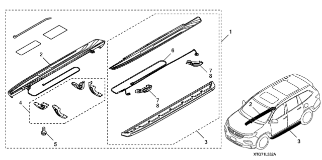 2019 Honda Pilot Running Boards - Premium Lighted (Chrome) Diagram