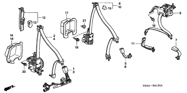 2006 Honda CR-V Buckle Set, RR. Seat Belt Center *YR239L* (KI IVORY) Diagram for 04825-SCA-A02ZD