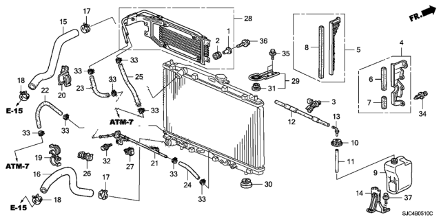 2008 Honda Ridgeline Clip, Hose (ATf) (Black) Diagram for 25216-P72-003