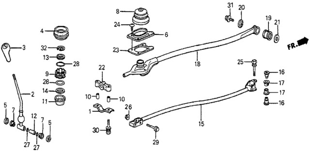 1986 Honda Prelude Rod, Gearshift Diagram for 54201-SF0-670