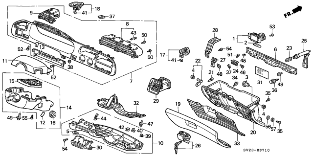 1994 Honda Accord 2 Door EX KA 5MT Instrument Garnish Diagram