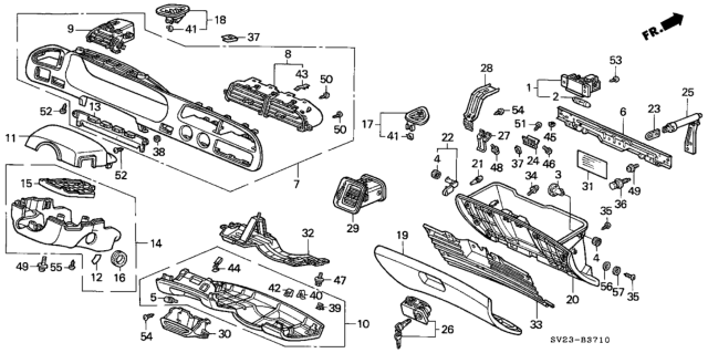 1994 Honda Accord Instrument Garnish Diagram