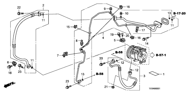 2008 Honda Accord 2 Door EXL-V6 (NAVIGATION) KA 6MT A/C Hoses - Pipes (V6) Diagram
