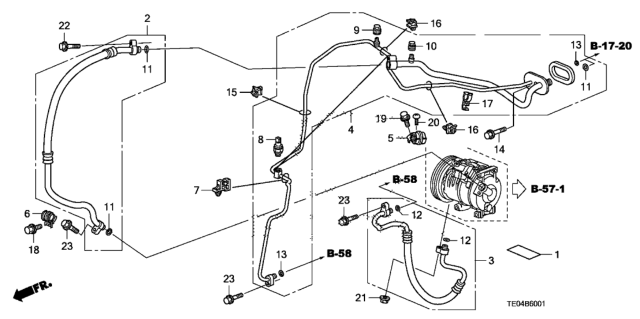 2009 Honda Accord A/C Hoses - Pipes (V6) Diagram