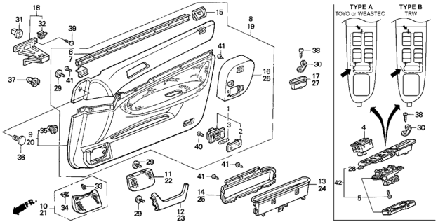 1996 Honda Accord Base, R. FR. Door *G38L* (JADE GREEN) Diagram for 83501-SV4-A01ZA