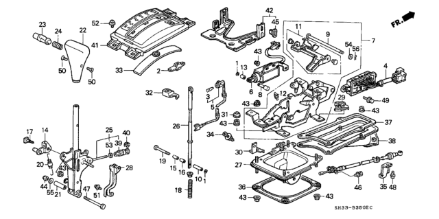 1990 Honda Civic Bracket, FR. Console Diagram for 83454-SH3-960