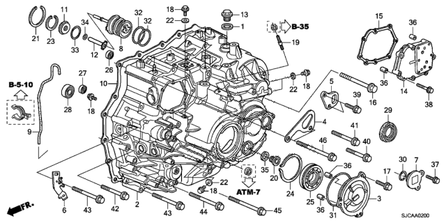 2014 Honda Ridgeline AT Transmission Case Diagram