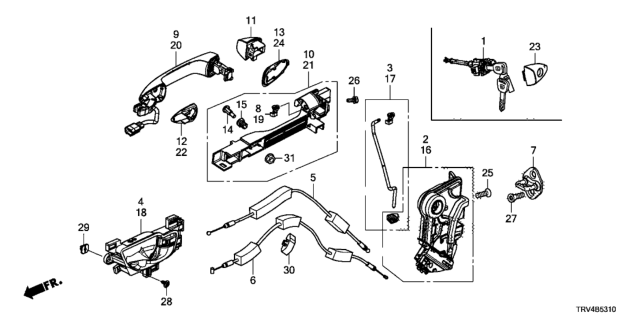 2018 Honda Clarity Electric Handle Comp L *B553P* Diagram for 72181-TRV-A71ZC