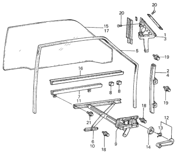 1983 Honda Civic Holder, L. FR. Door Glass (Shiraki) Diagram for 75321-SA0-004