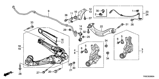 2014 Honda Civic Arm, Rear (Upper) Diagram for 52510-TR0-A11