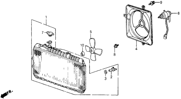 1986 Honda CRX Radiator (Denso) Diagram