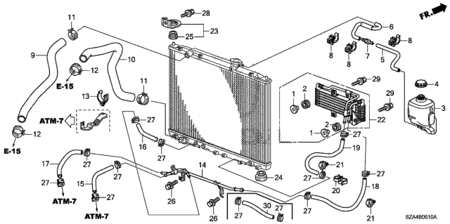 2009 Honda Pilot Radiator Hose - Reserve Tank Diagram