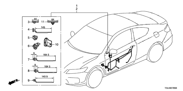 2013 Honda Accord Wire Harness, Driver Door Diagram for 32751-T3L-A20