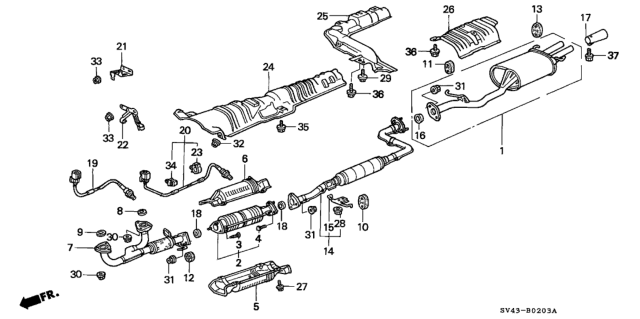 1997 Honda Accord Sensor, Front Oxygen Diagram for 36531-P0G-A01