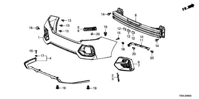 2020 Honda Civic Rear Bumper Diagram