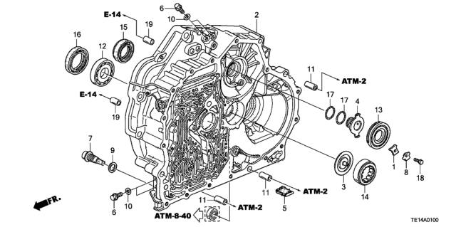 2012 Honda Accord AT Torque Converter Case (L4) Diagram