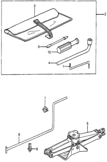 1985 Honda Accord 3 Door LX KL 5MT Tools - Jack Diagram