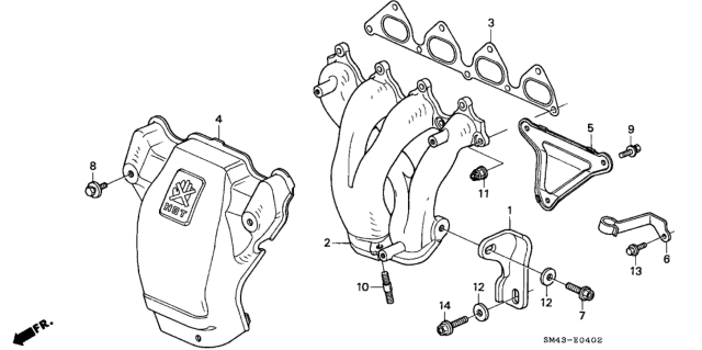 1993 Honda Accord 4 Door EX KA 5MT Exhaust Manifold Diagram