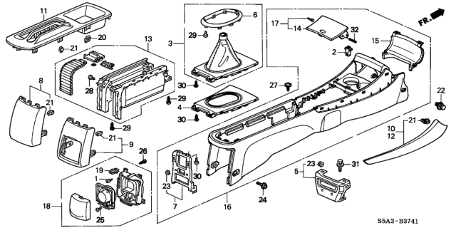 2002 Honda Civic Cover, Cup Holder Diagram for 83410-S5N-C01