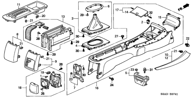 2002 Honda Civic Lid Set, Cup Holder *NH167L* (GRAPHITE BLACK) Diagram for 83421-S5A-A01ZC