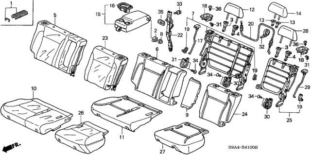 2004 Honda CR-V Cover, Right Rear Seat Cushion Trim (Saddle) Diagram for 82131-S9A-A11ZB