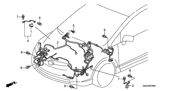 2008 Honda Civic Wire Harness, Engine Room Diagram for 32200-SNX-A11