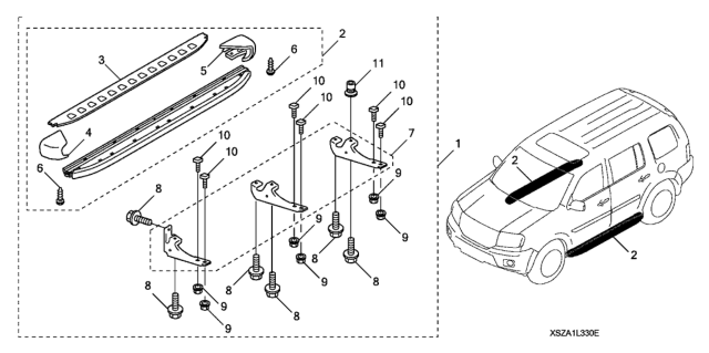 2010 Honda Pilot 5 Door EX-L (2WD) KA 5AT Running Board (Premium - Chrome) Diagram
