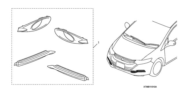 2011 Honda Insight Foglight Trim Kit *NH700M* (ALABASTER SILVER METALLIC) Diagram for 08V31-TM8-120A