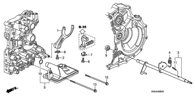 2009 Honda Civic AT Shift Fork Diagram