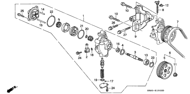 1994 Honda Civic Bracket, Power Steering Pump Diagram for 56997-P28-000