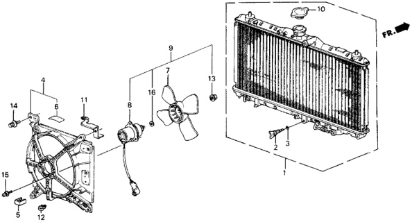 1988 Honda Prelude Radiator (Toyo) Diagram