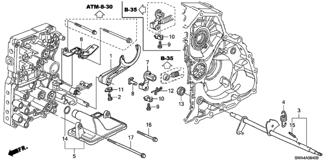 2010 Honda CR-V AT Shift Fork Diagram