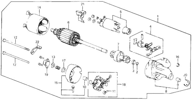 1990 Honda Civic 4 Door LX KL 5MT Starter Motor (Denso) Diagram