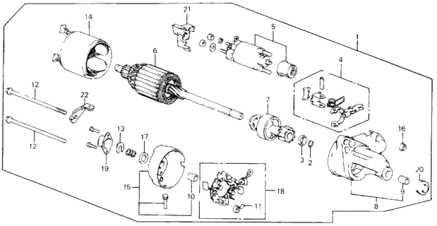 1988 Honda Civic Starter Motor (Denso) Diagram