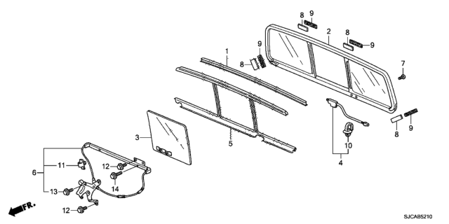 2014 Honda Ridgeline 4 Door RTL-S (SPECIAL EDITION) KA 5AT Rear Windshield Diagram