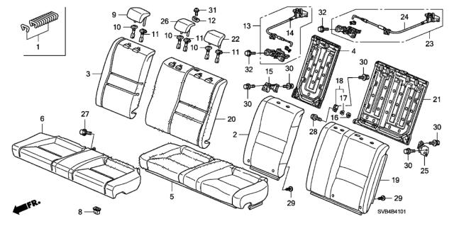 2010 Honda Civic 2 Door EX-L (NAVIGATION) KA 5MT Rear Seat Diagram